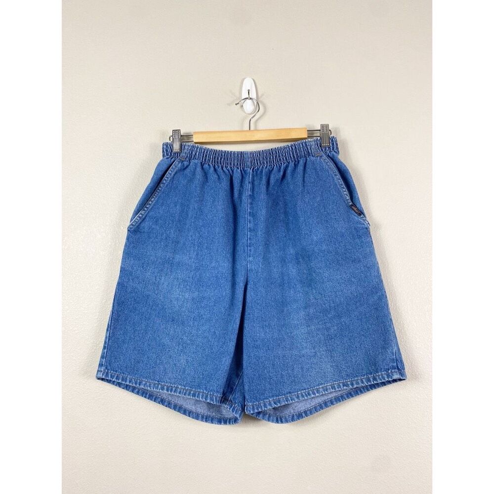Chic Vintage High Rise Elastic Waist Denim Shorts